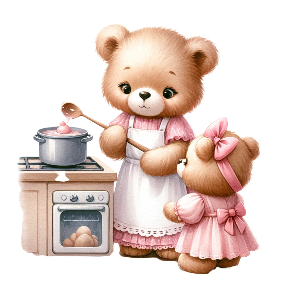 Pink Teddy Bears Fabric Panel 14 QuiltingFabricPanels