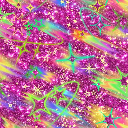 Oasis Fabrics Galaxy shooting stars pink quilting cotton