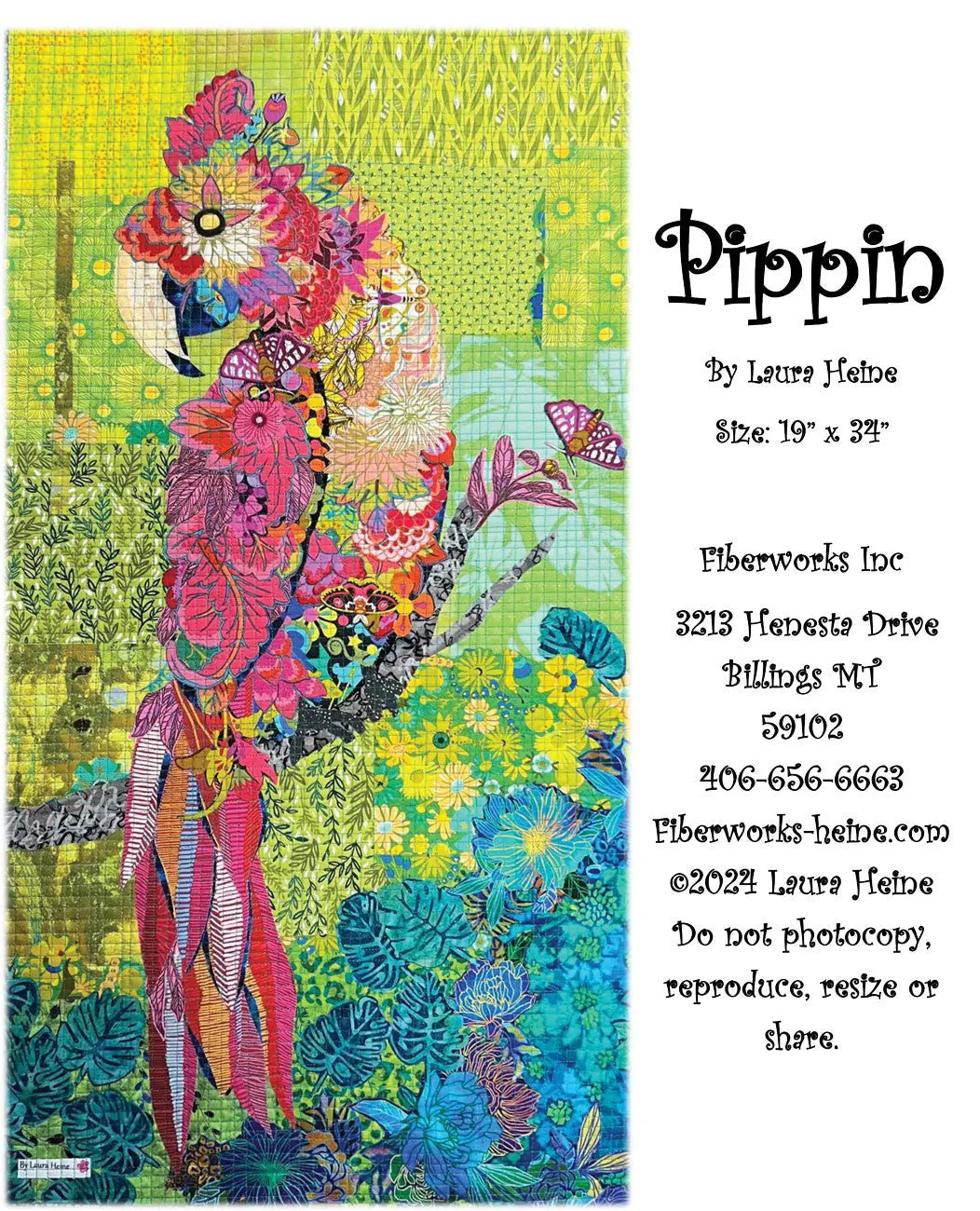 Pippin Parrot Collage Pattern by Laura Heine - Linda's Electric Quilters