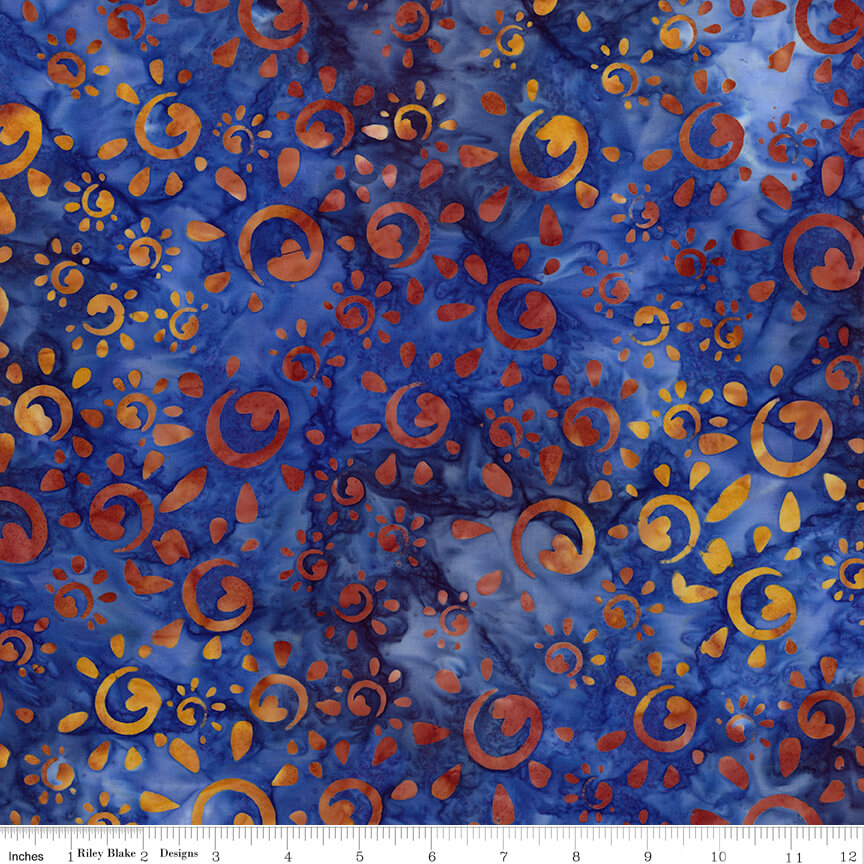 Riley Blake Western Reflections Batiks denim bijou hand-dyed batik by the yard