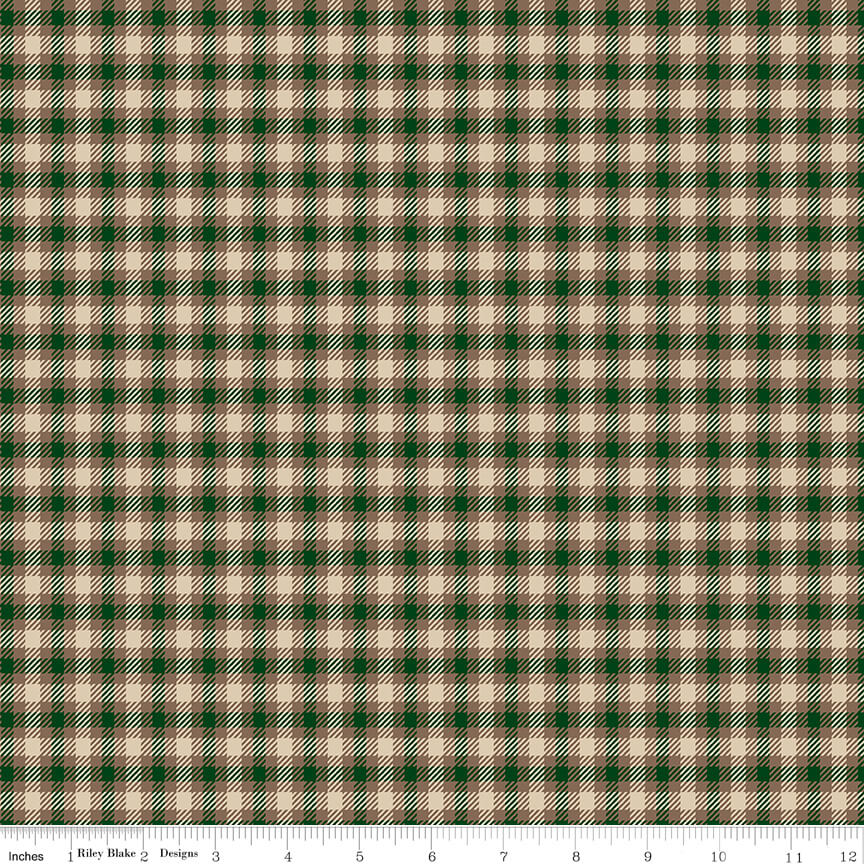 Riley Blake Plaid-Venture Club Scout forest green plaid quilting cotton by the yard
