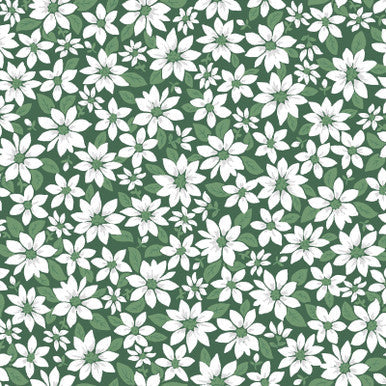 Poinsettia Green Merry Mix 43"/44" Cotton Fabric Per Yard