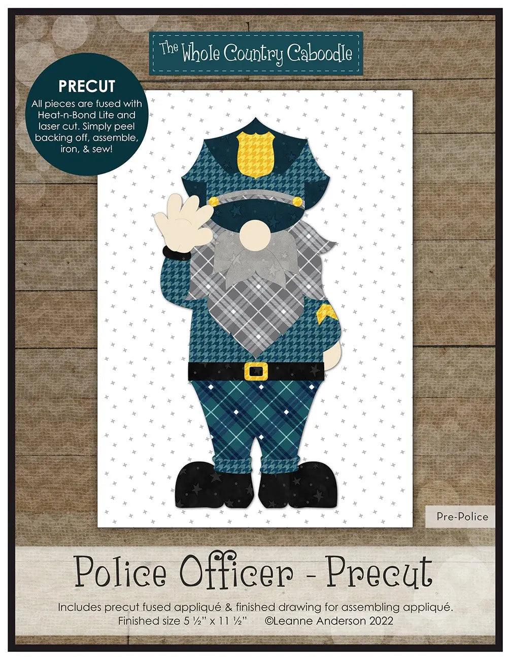 Police Officer Gnome Precut Fused Applique Pack - Linda's Electric Quilters