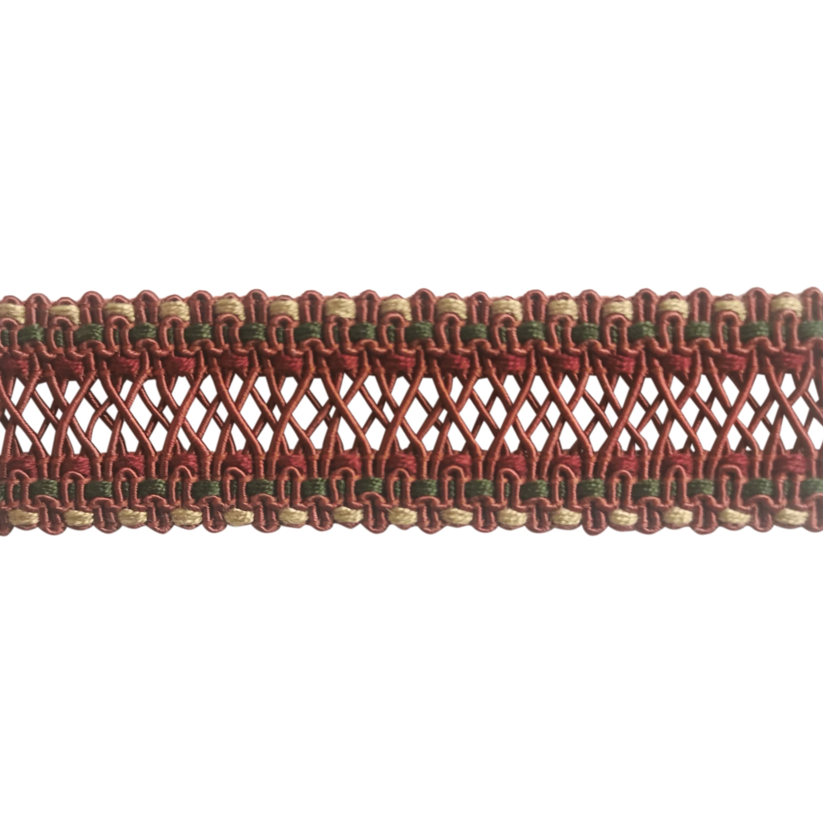 Pompeii Collection - 1" width BRAID (25 Yard Roll) - BR-7095-88/25 Rust and Olive