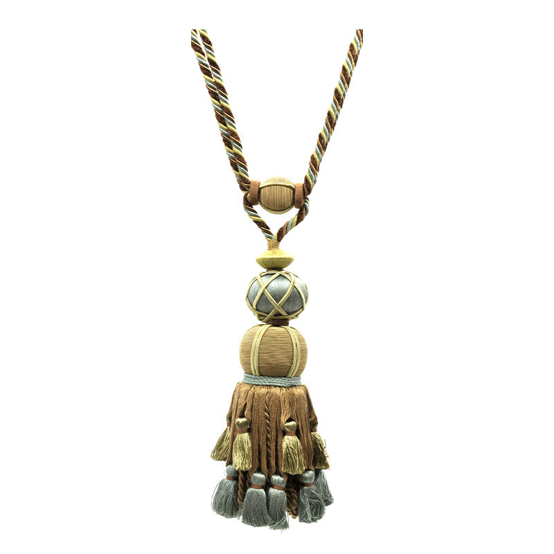 Pompeii Collection - 9" Length SINGLE TASSEL TIEBACK - BT-6006-38/11 Gold and Rust