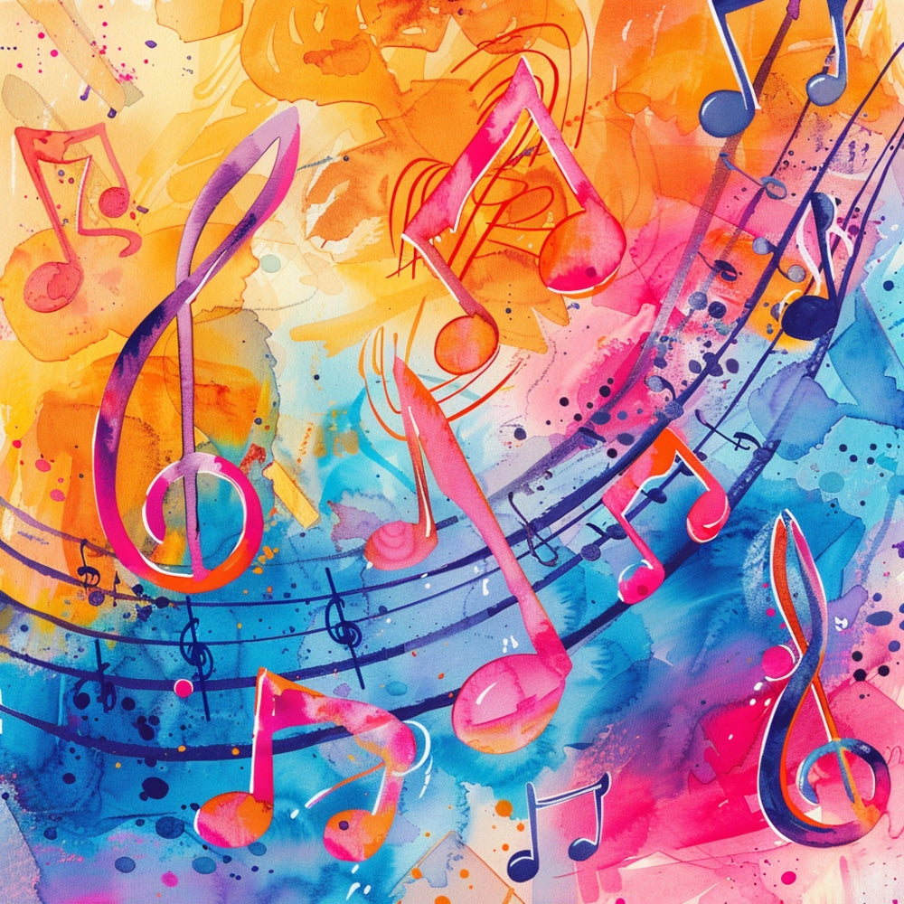 Pop Art Music Notes Fabric Panel 4