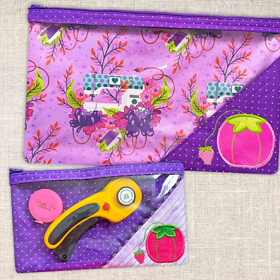Project Bags In the Hoop Machine Embroidery Design Set Pickle Pie Designs