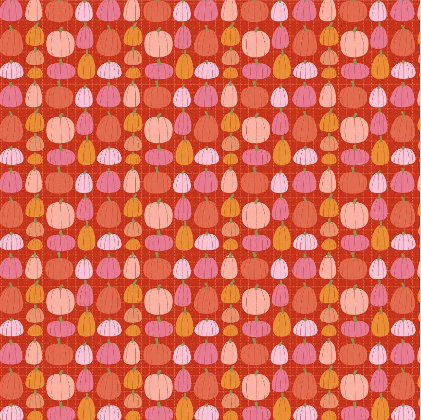 Pumpkin Patch Poppie Cotton Orange Pink 44"/45" Fabric Per Yard Poppie Cotton