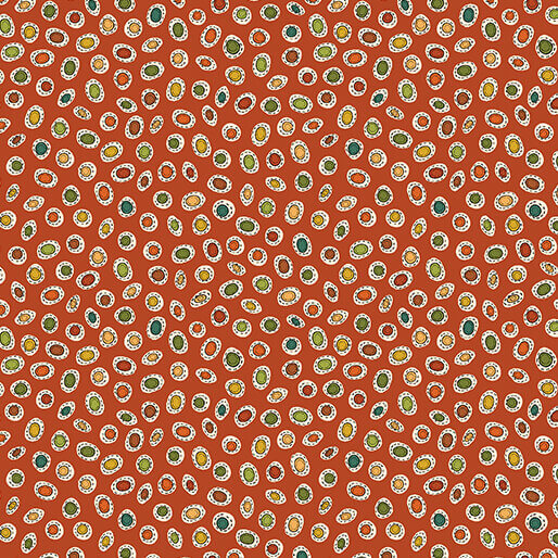 Pumpkin and Spice Spice Dot quilting fabric in red by Valentina Harper for Benartex, dotted autumn print on red cotton, sold by the yard