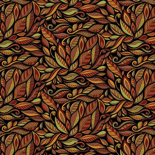 Pumpkin and Spice - Spice Swirl - Black 44" / 45" Fabric Per Yard The Fabric Company