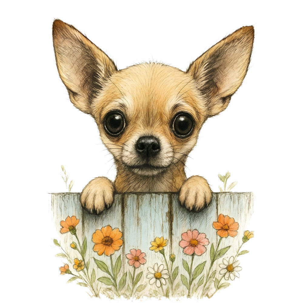 Puppies Peeking Over Fence Fabric Panel 10