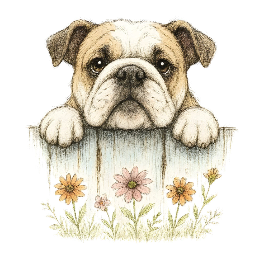 Puppies Peeking Over Fence Fabric Panel 11