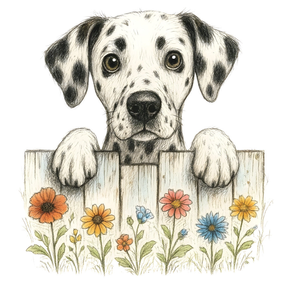 Puppies Peeking Over Fence Fabric Panel 15