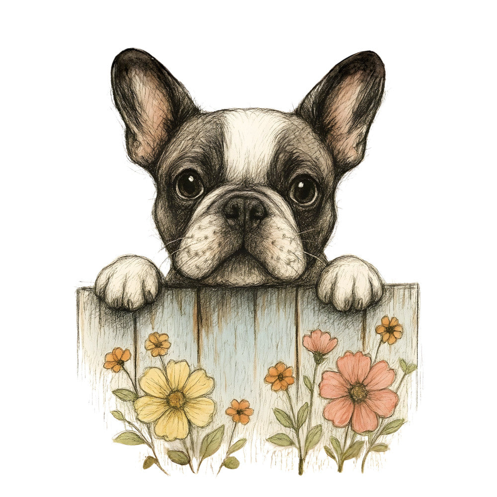 Puppies Peeking Over Fence Fabric Panel 7