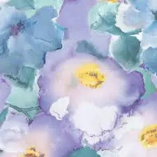 Purple Aqua Flower Wash Cotton Wideback Fabric per yard - Linda's Electric Quilters