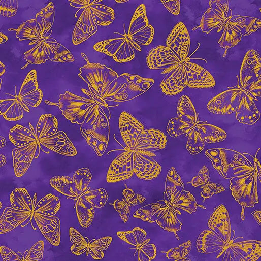 Purple Butterfy Impressions Cotton 44"/45" Fabric Per Yard Benartex Inc