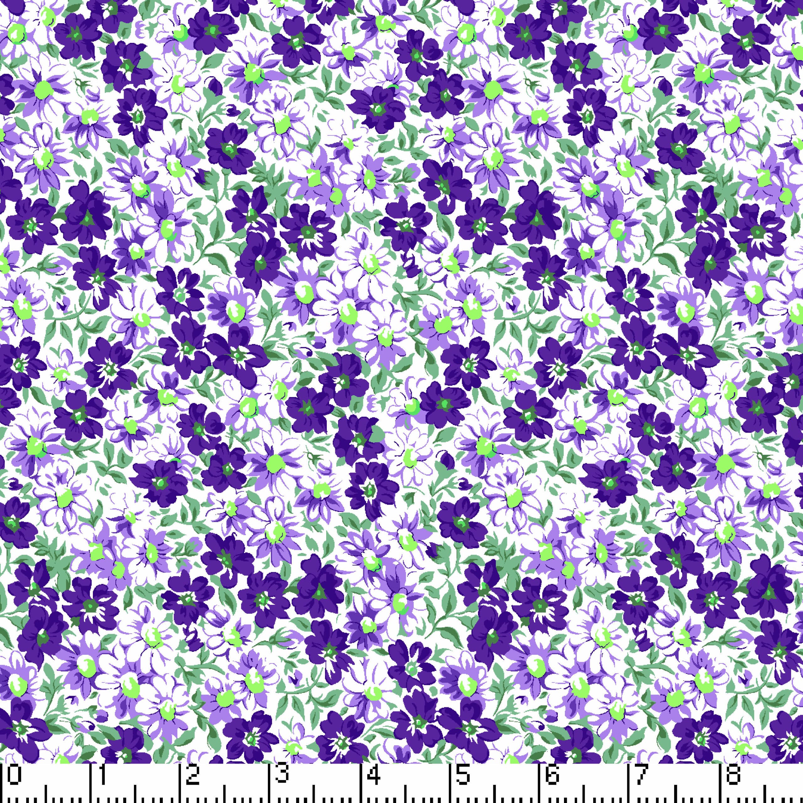 Purple Flower Patch 45" Wide Cotton Fabric Per Yard
