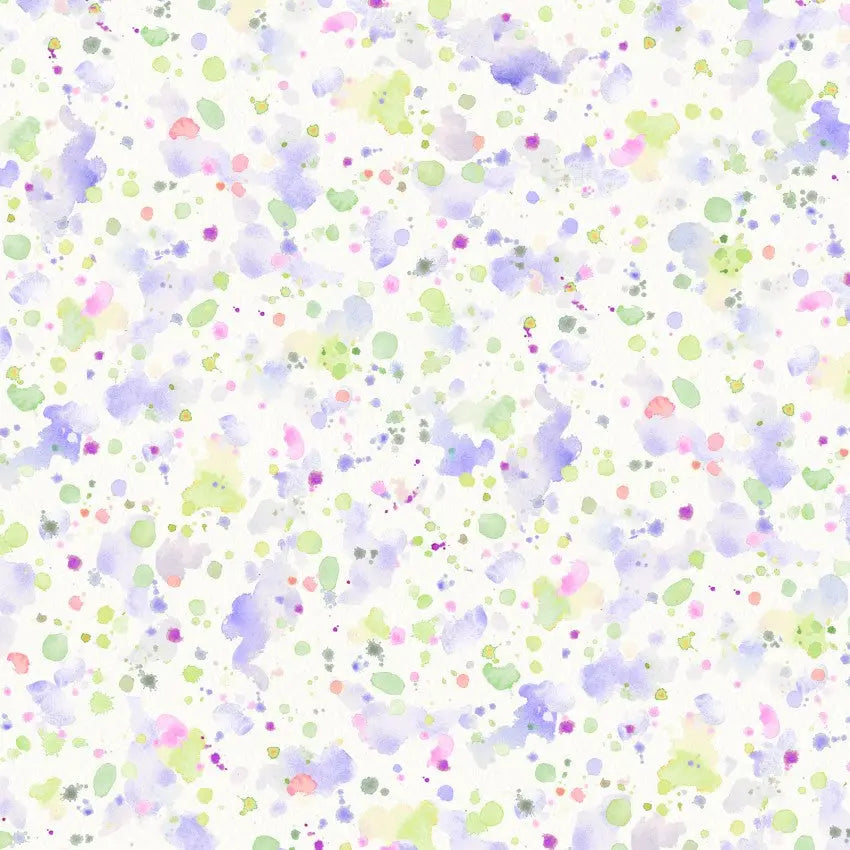 Purple Green Paint Splatter Cotton Wideback Fabric per yard - Linda's Electric Quilters