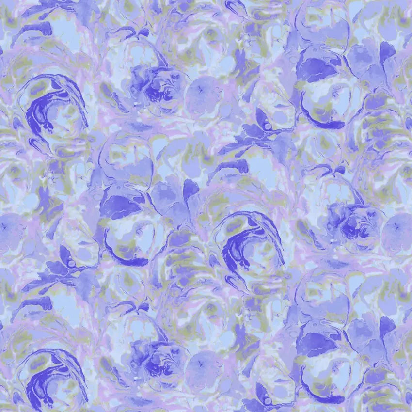 Purple Hydrangea Paint Swirls Cotton Wideback Fabric per yard - Linda's Electric Quilters