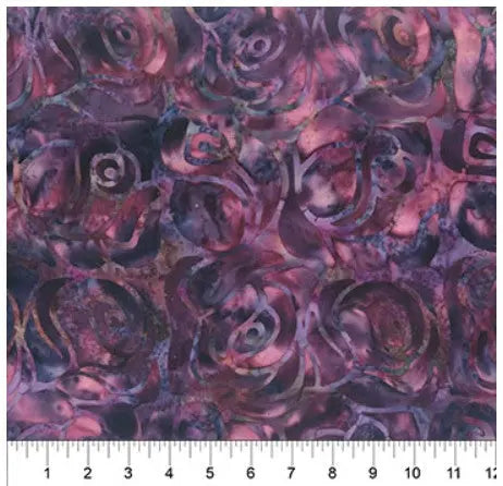 Purple On Pink Roses Cotton Wideback Fabric per yard