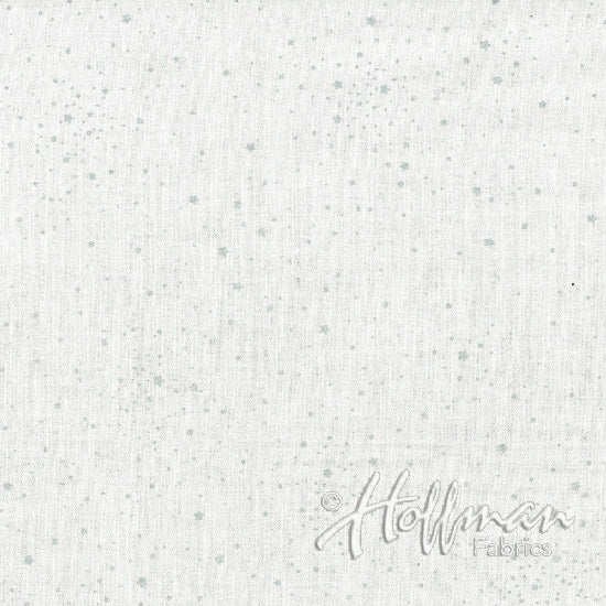 Hoffman Sparkle and Fade white and silver metallic quilting cotton fabric