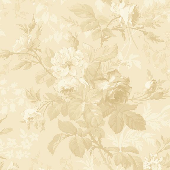 Cream Monotone Floral Cotton Wideback Fabric Per Yard