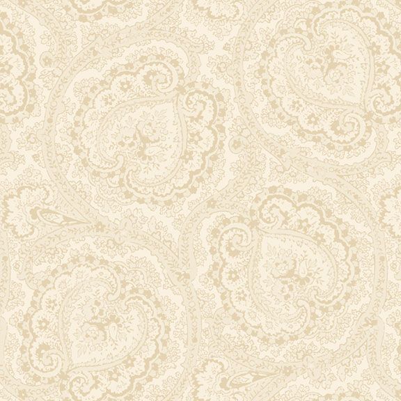 Cream Heart Paisley Cotton Wideback Fabric Per Yard