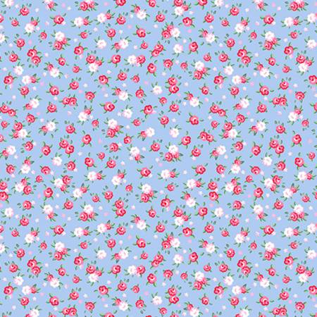 Shannon Fabrics Cottage Rose Lane Kensington Blue Bonnet Quilting Cuddle minky fabric