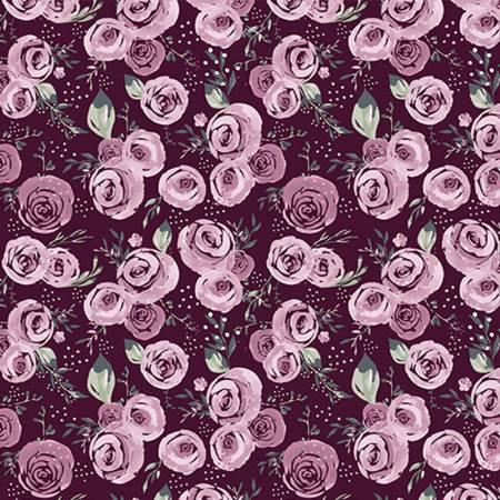 Shannon Fabrics Woodrose Garden Roses Quilting Cuddle minky fabric with rose print on dusty pink