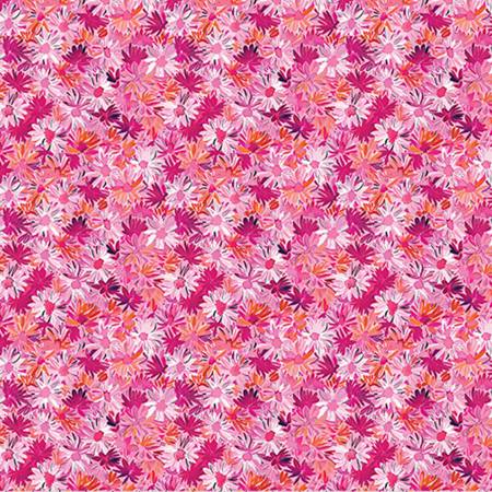 Shannon Fabrics Pink Wanderlust Daisies Quilting Cuddle minky fabric with daisy print on pink