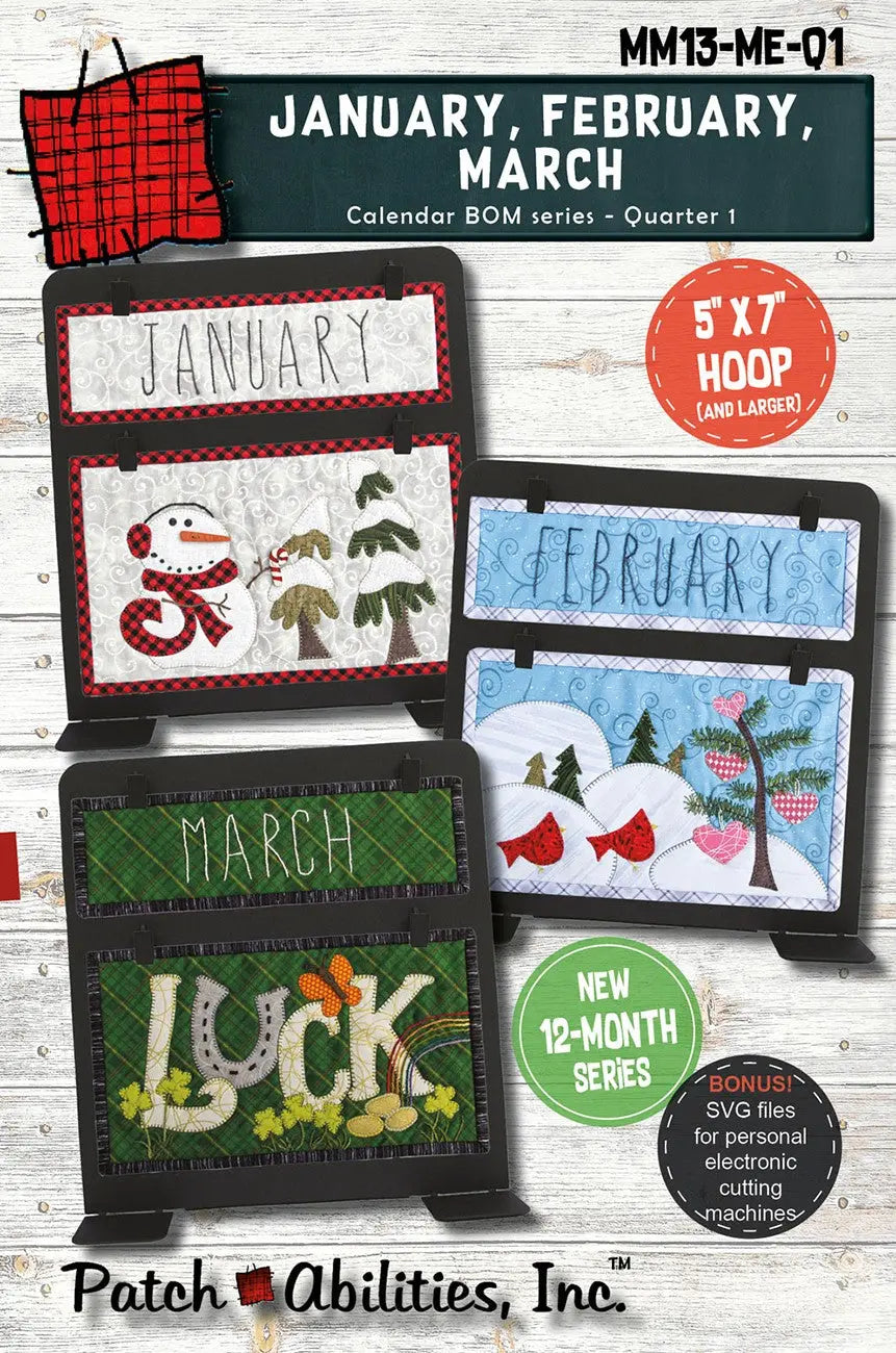 Quarter 1 Calendar Series Machine Embroidery - Linda's Electric Quilters