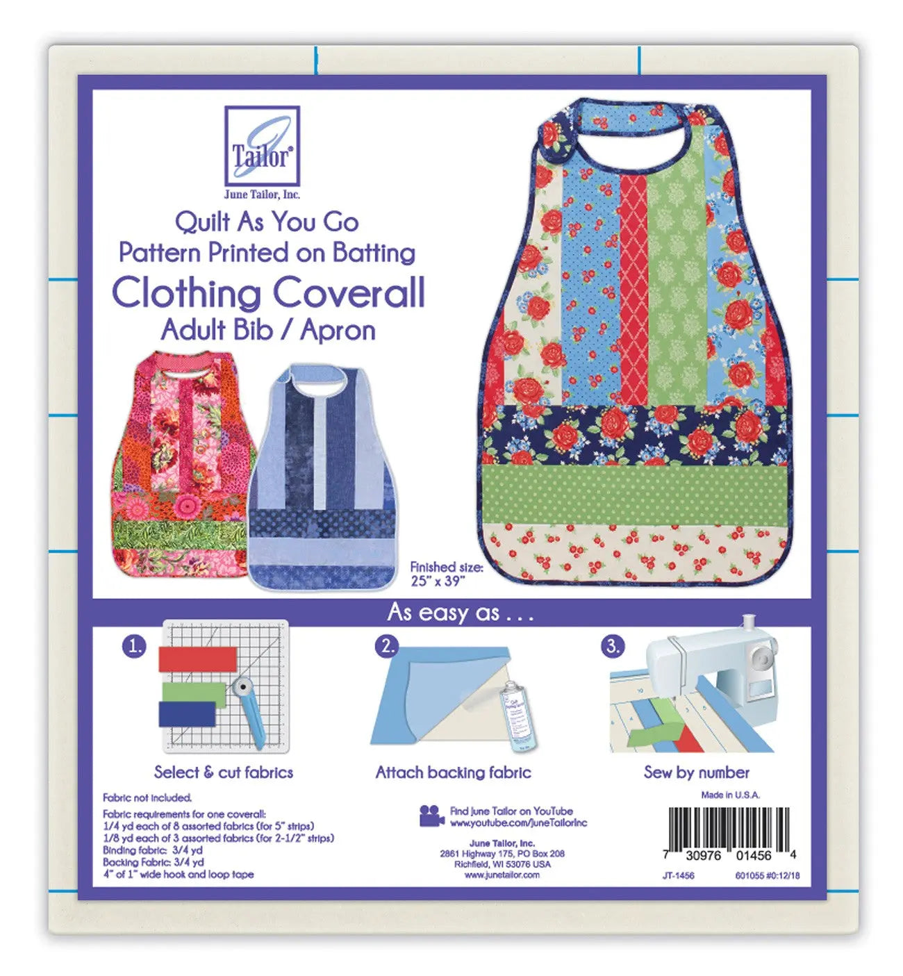 Quilt As You Go Coverall Adult Bib - Linda's Electric Quilters