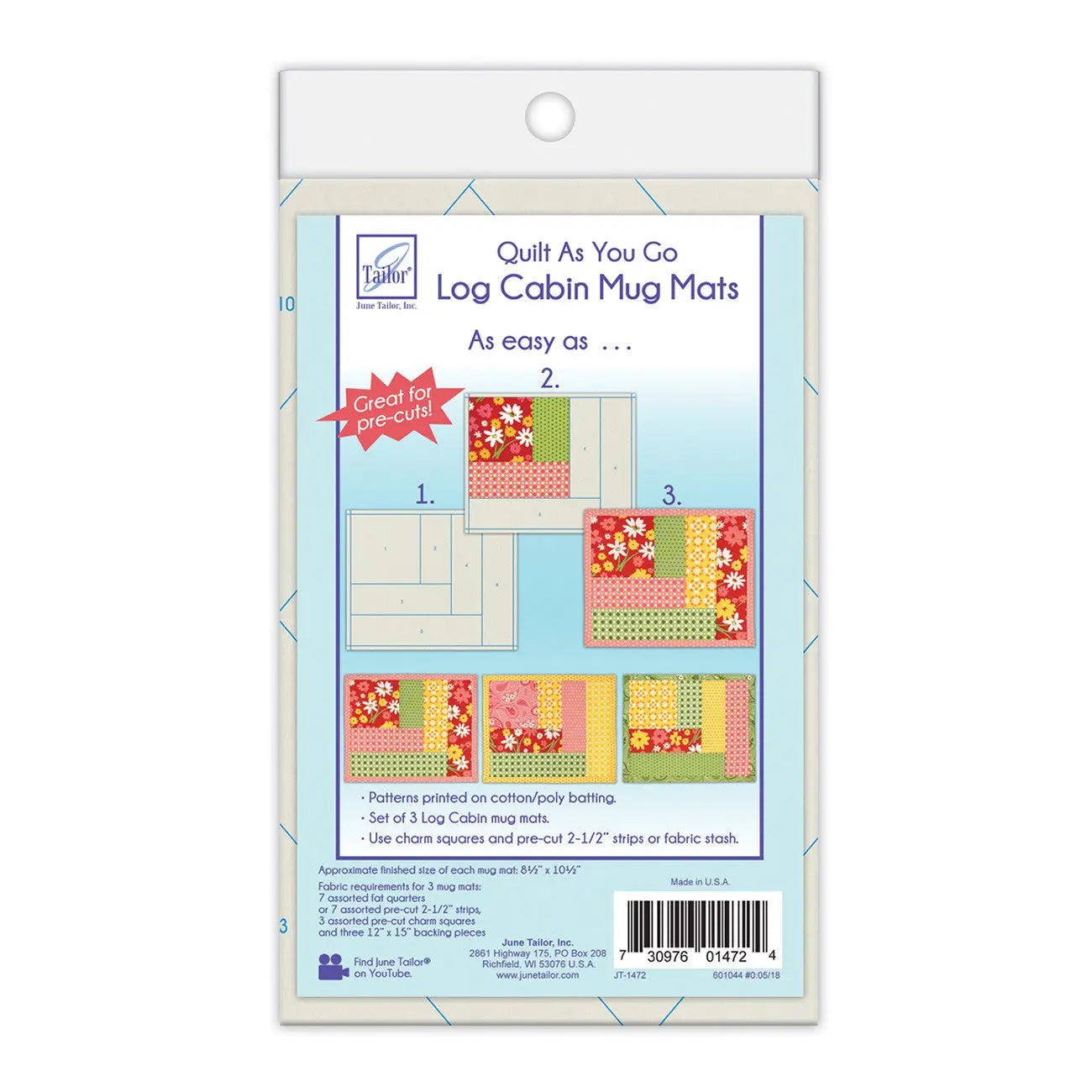 Quilt As You Go Mug Mat Log Cabin - Linda's Electric Quilters