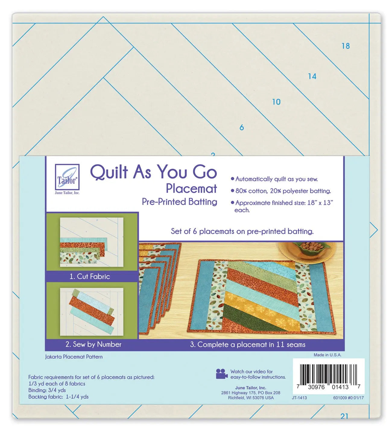 Quilt As You Go Placemats (6) - Jakarta - Linda's Electric Quilters