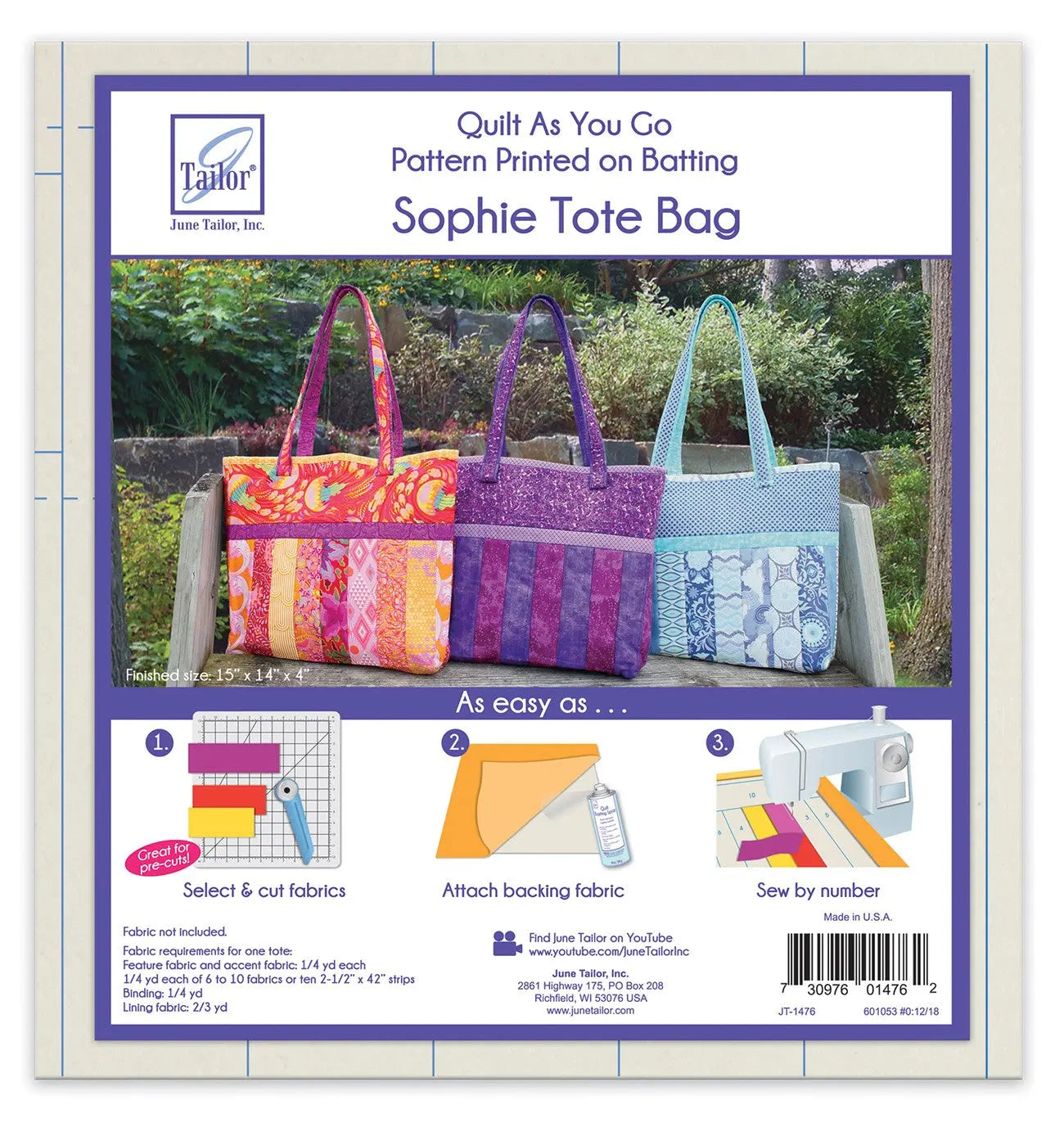 Quilt As You Go Tote Sophie Design - Linda's Electric Quilters
