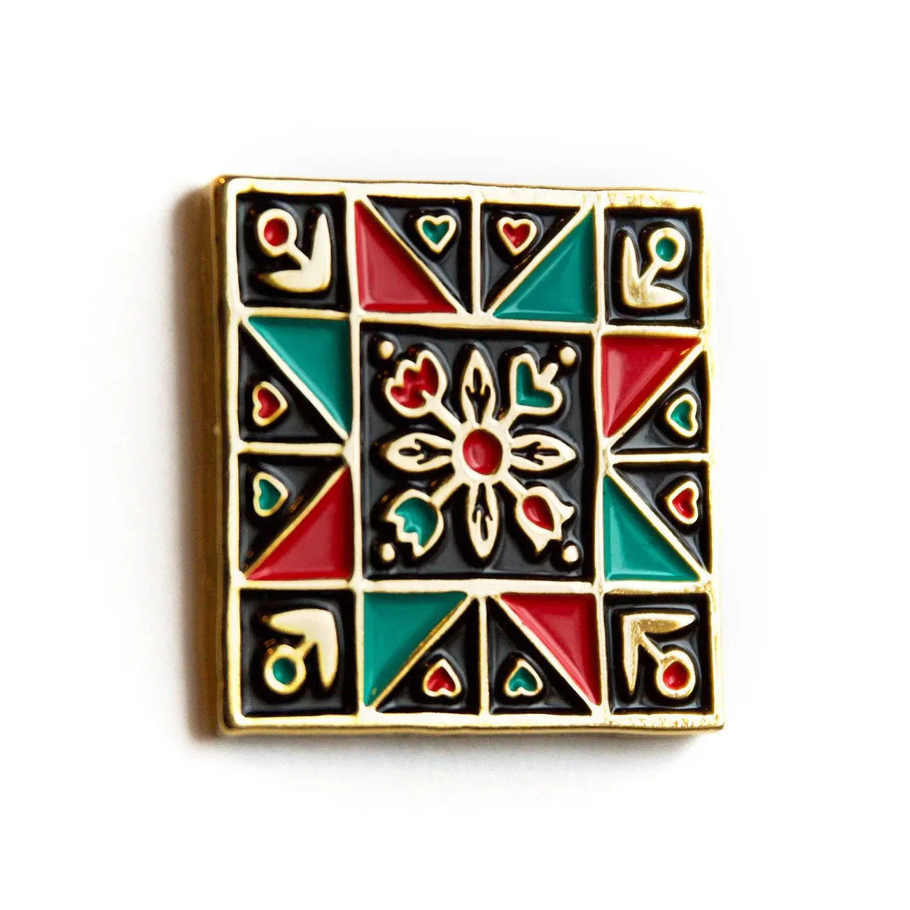 Quilt Block Enamel Pin - Linda's Electric Quilters