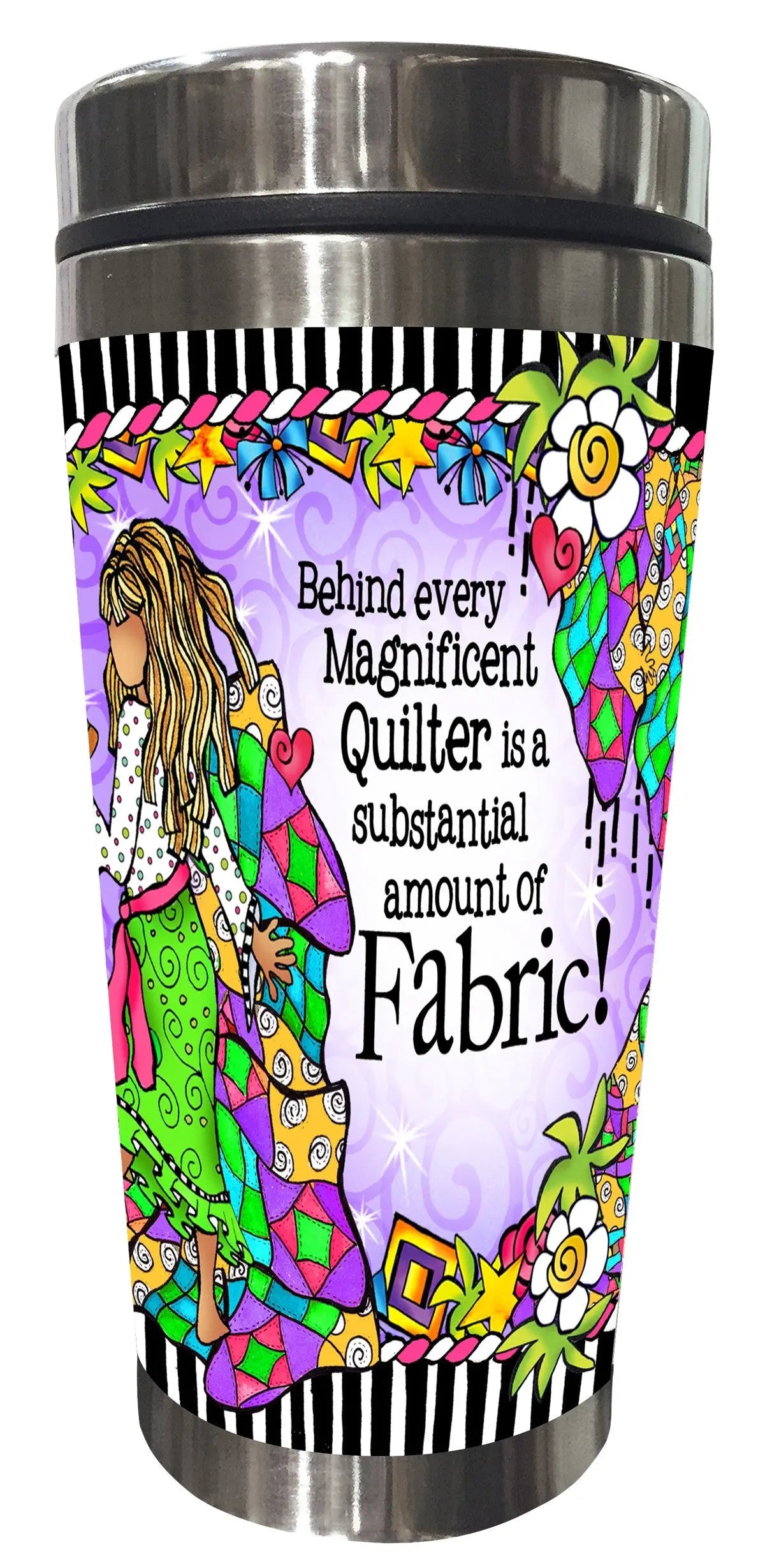 Quilt Fabric Stainless Steel Tumbler - Linda's Electric Quilters