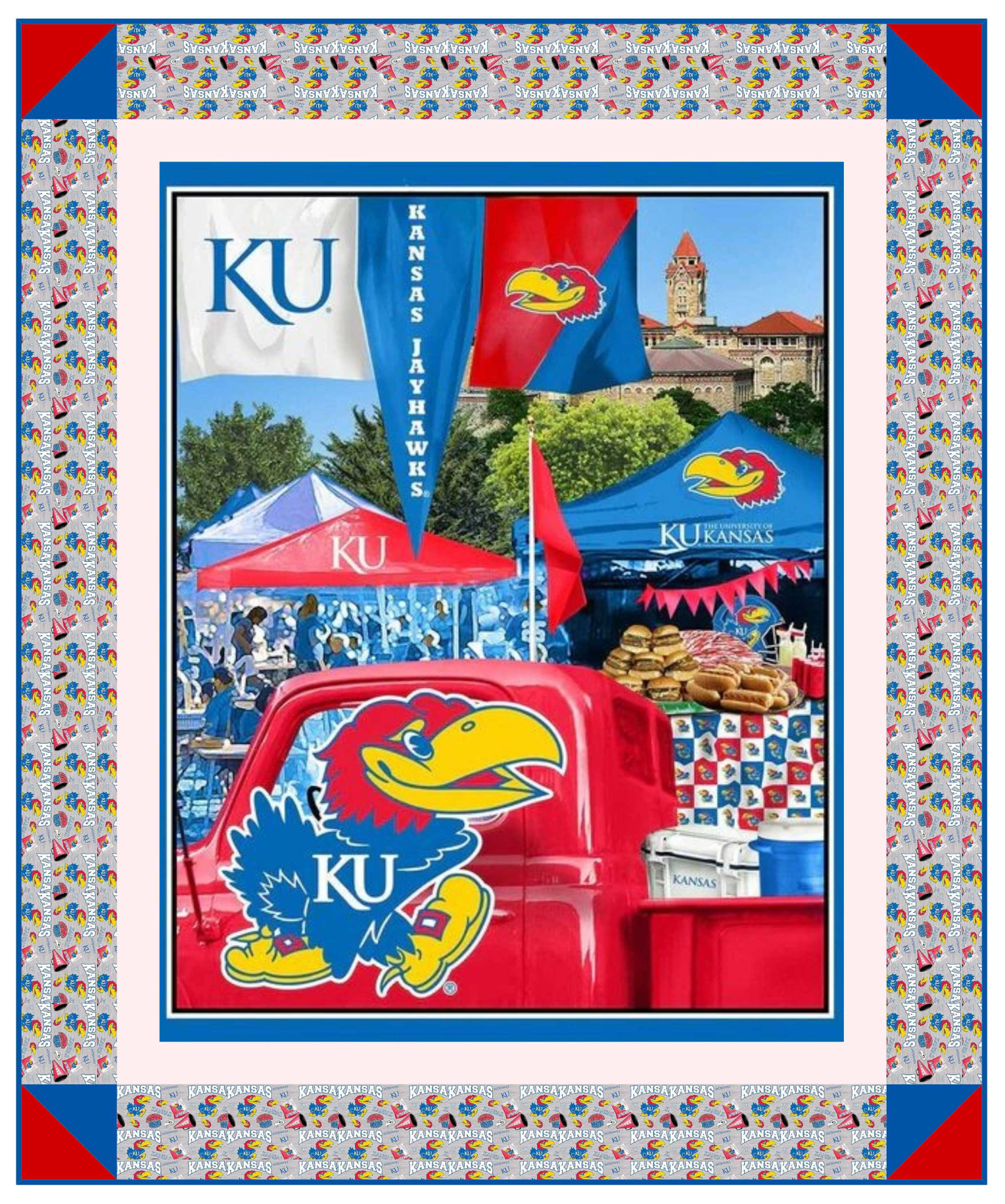 Kansas Jayhawks tailgate panel quilt kit with batting