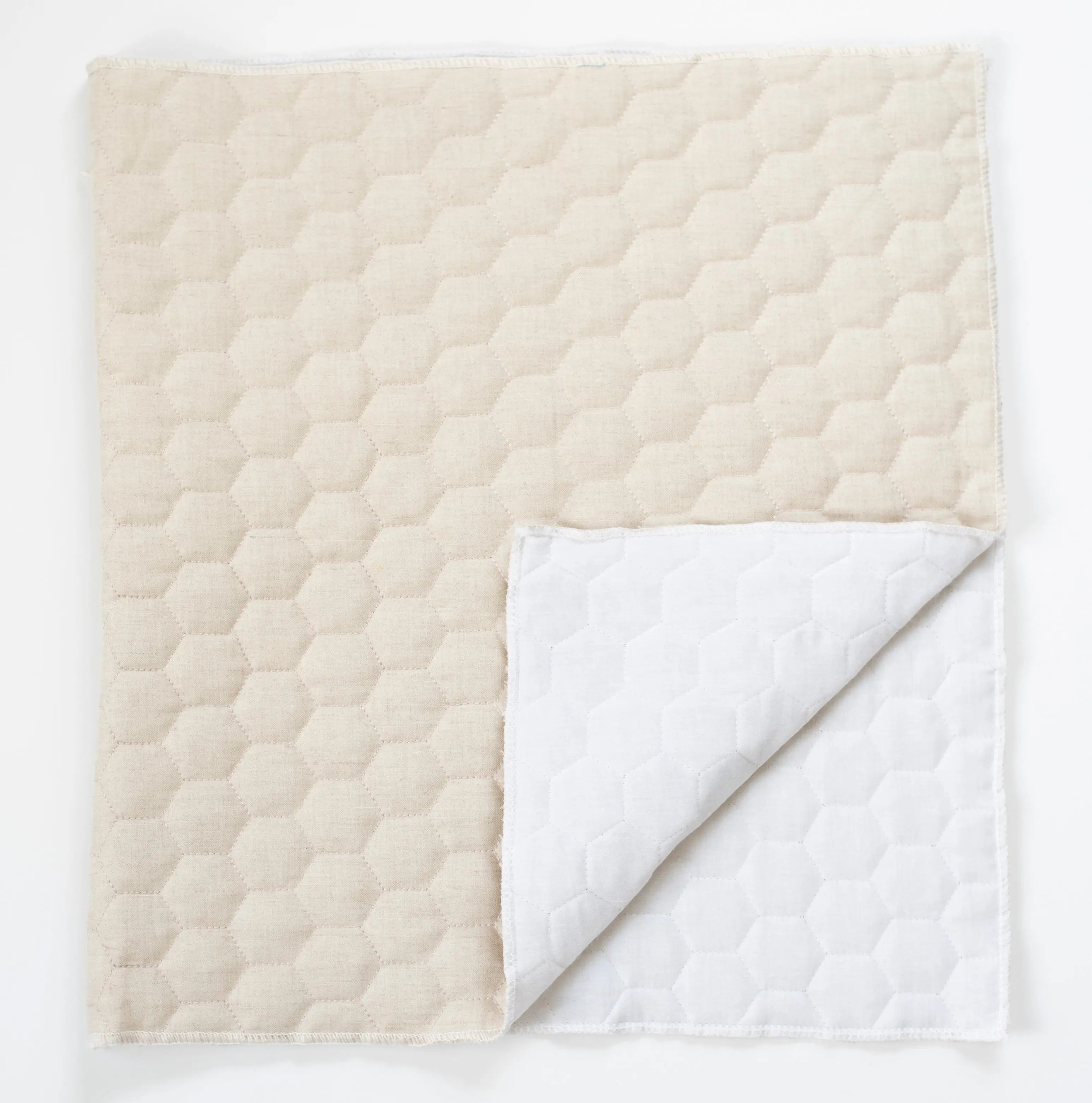Quilted Pillow Cover Blank 19in x 19in Oat Linen Hexagon Quilt - Linda's Electric Quilters