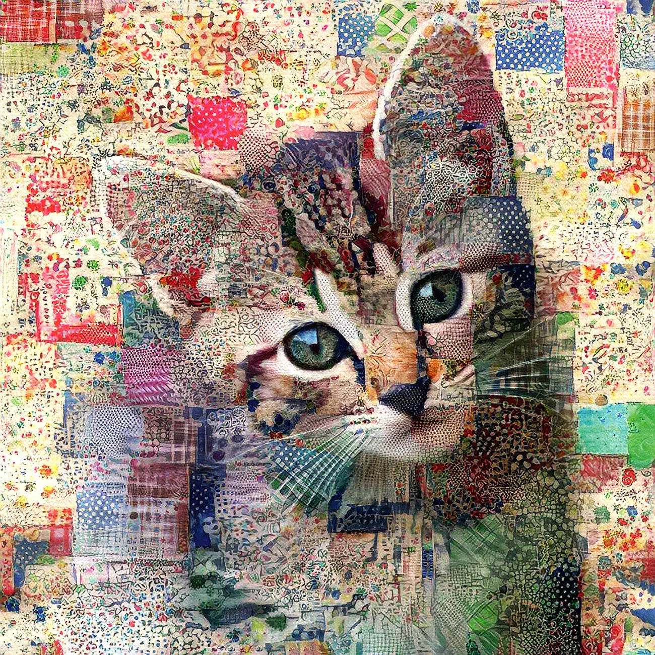 Quilted Tabby Kitten 500pc Puzzle - Linda's Electric Quilters