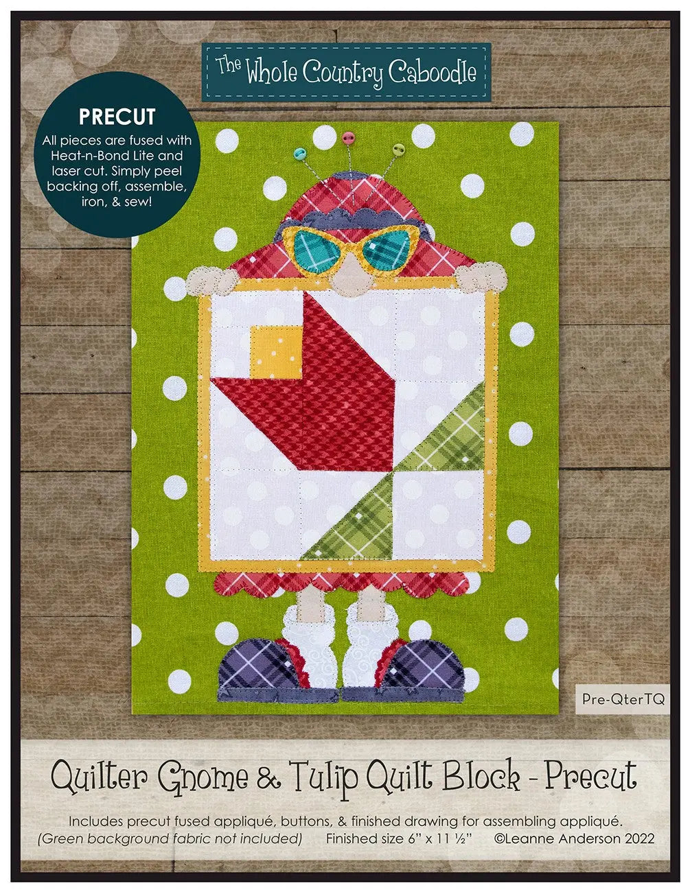 Quilter Gnome & Tulip Quilt Block Precut Fused Applique Pack Checker Distributor