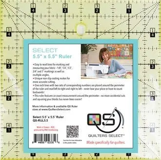 Quilters Select 5.5" x 5.5" Non-Slip Ruler - Linda's Electric Quilters