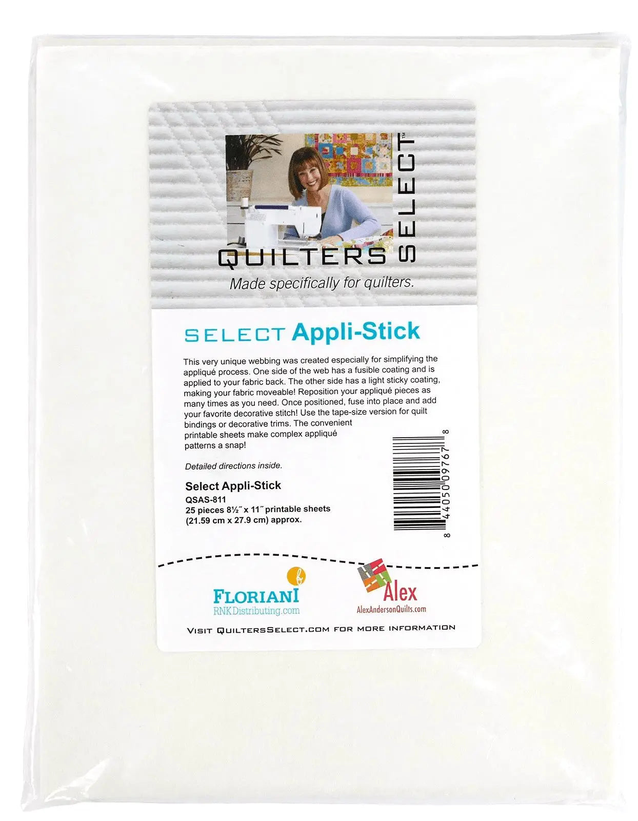 Quilters Select Appli-Stick 25 Sheets - 8.5" x 11" - Linda's Electric Quilters