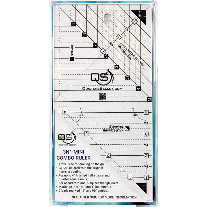 Quilters Select Crystal Clear 3N1 Mini Ruler Rnk Distributing