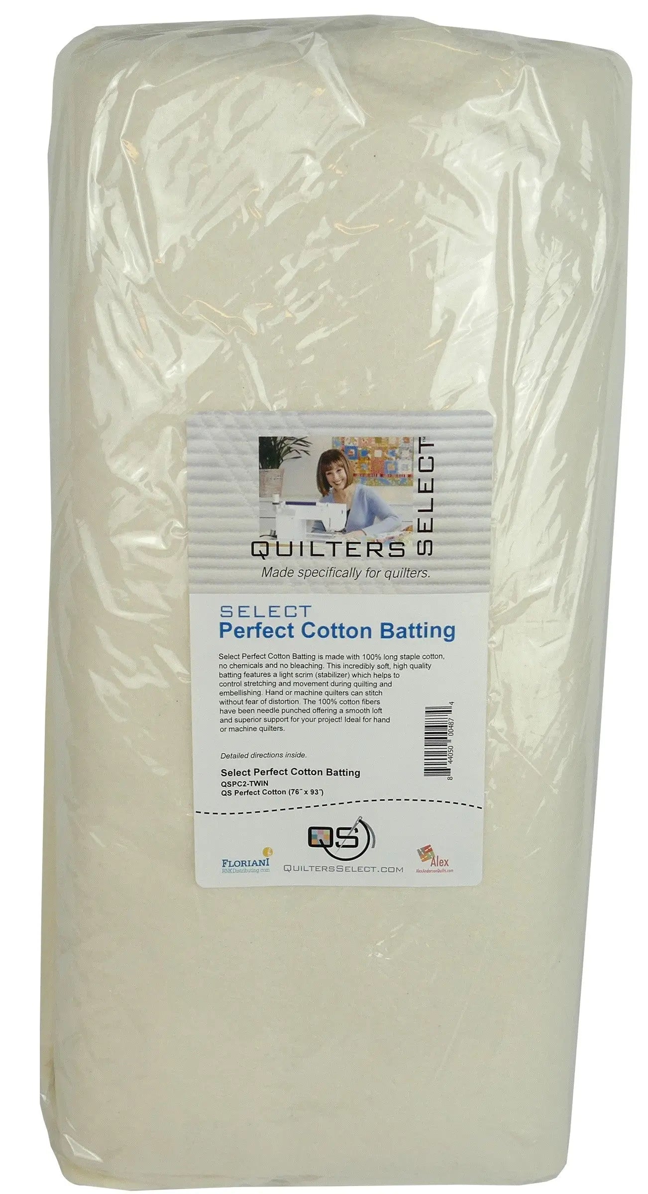 Quilters Select Perfect Cotton Batting 76" x 93" - Twin Cut - Linda's Electric Quilters