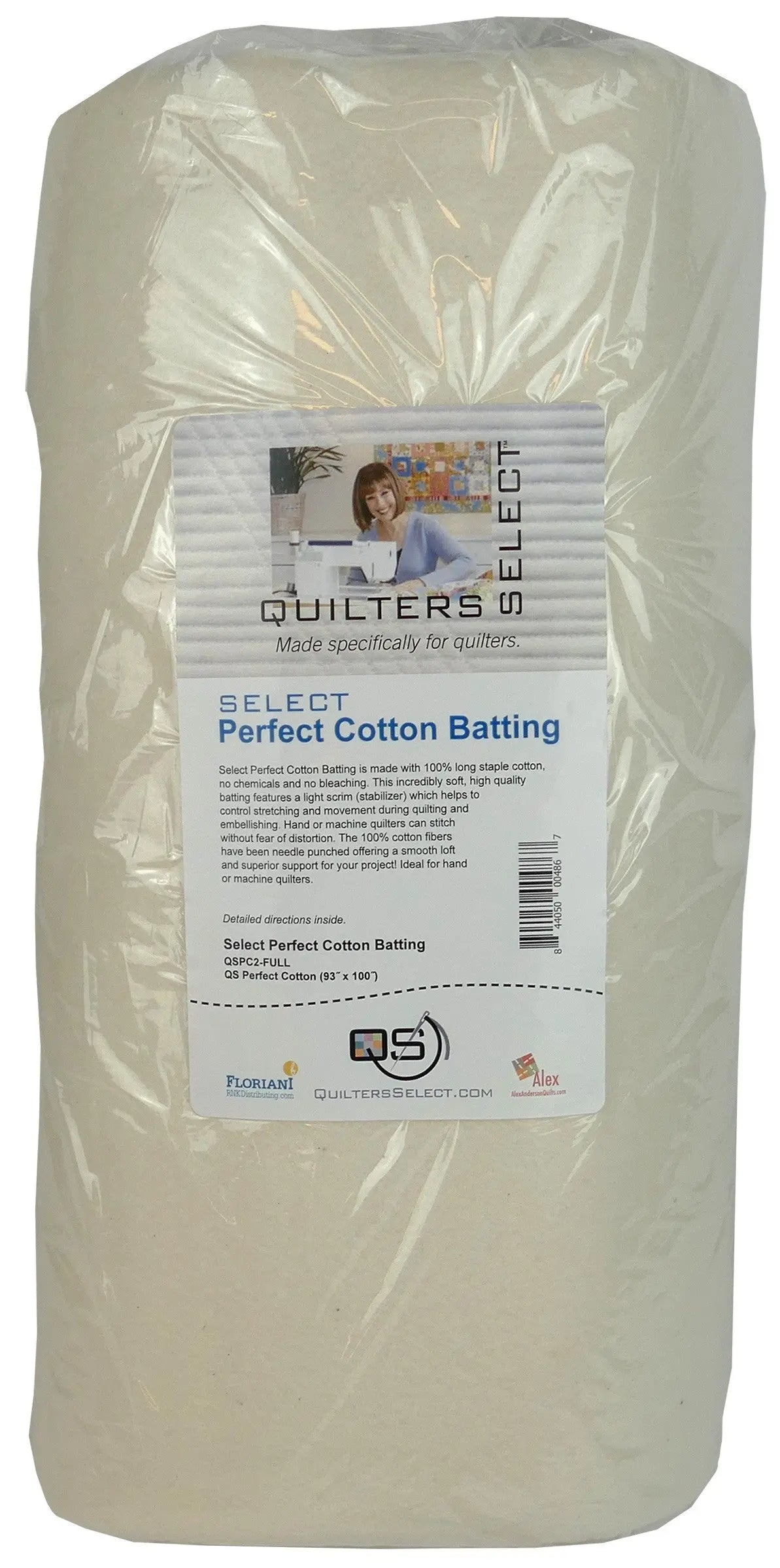 Quilters Select Perfect Cotton Batting 93" x 100" - Full Cut - Linda's Electric Quilters