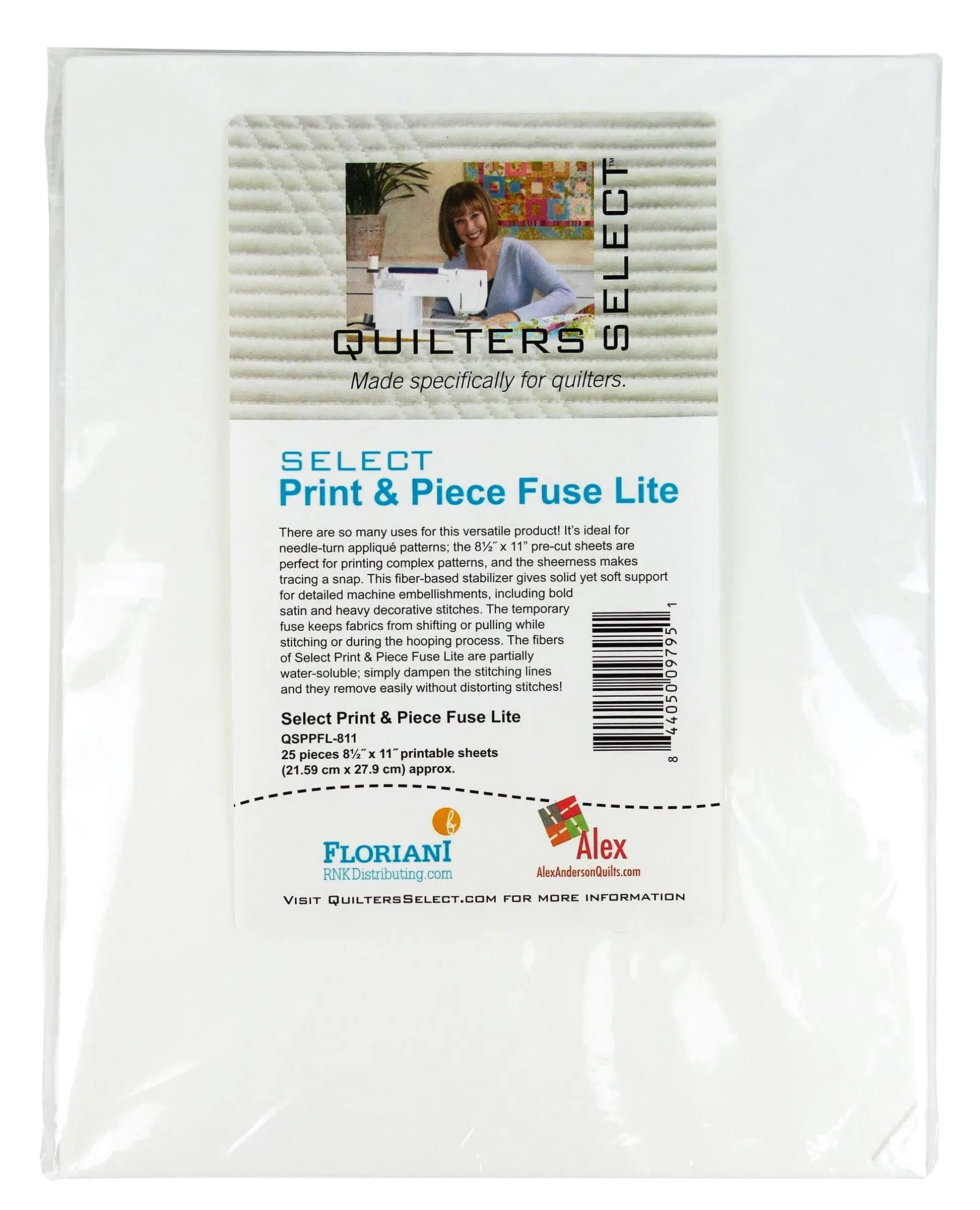 Quilters Select Print & Piece Fuse Lite - 25 Sheets - 8.5" x 11" - Linda's Electric Quilters