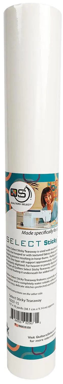 Quilters Select Sticky TearAway 15" x 10 yds - Linda's Electric Quilters