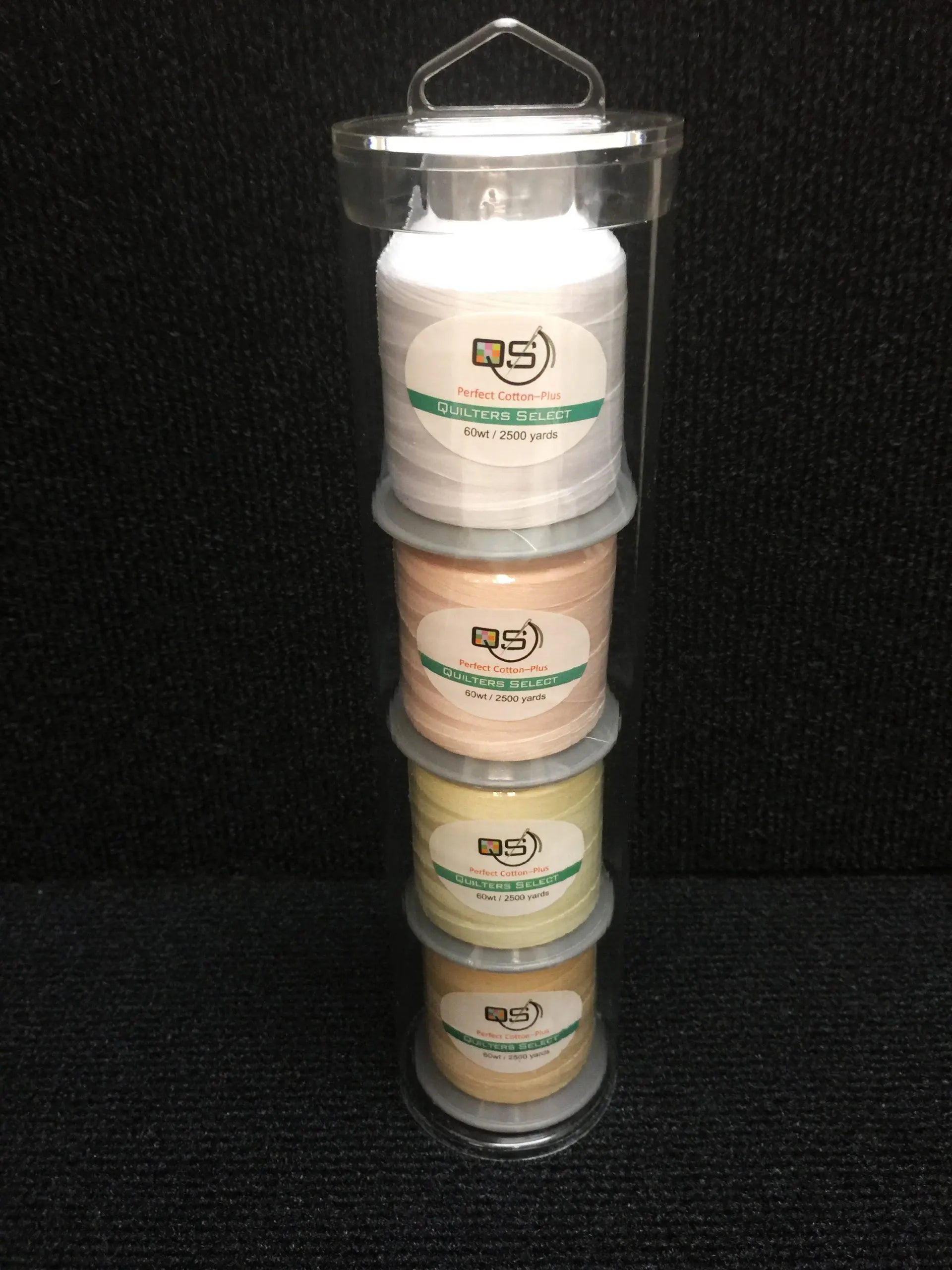 Quilters Select Thread - Tube of 4 colors 2500 YD - WHITE PORCELA SHALE SUGAR COOKIE - Linda's Electric Quilters
