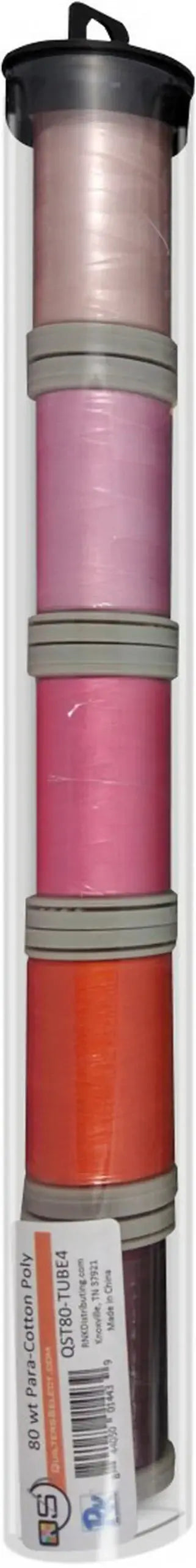 Quilters Select Tube with - Tube of 5 colors 400M - PALE PEACH LIGHT PINK ROSETTA ORANGE CABERNET - Linda's Electric Quilters